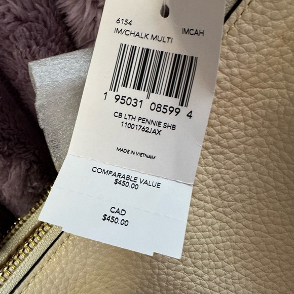 Coach Cream and Tan Leather Shoulder Bag with Gold Accents - Picture 6 of 6